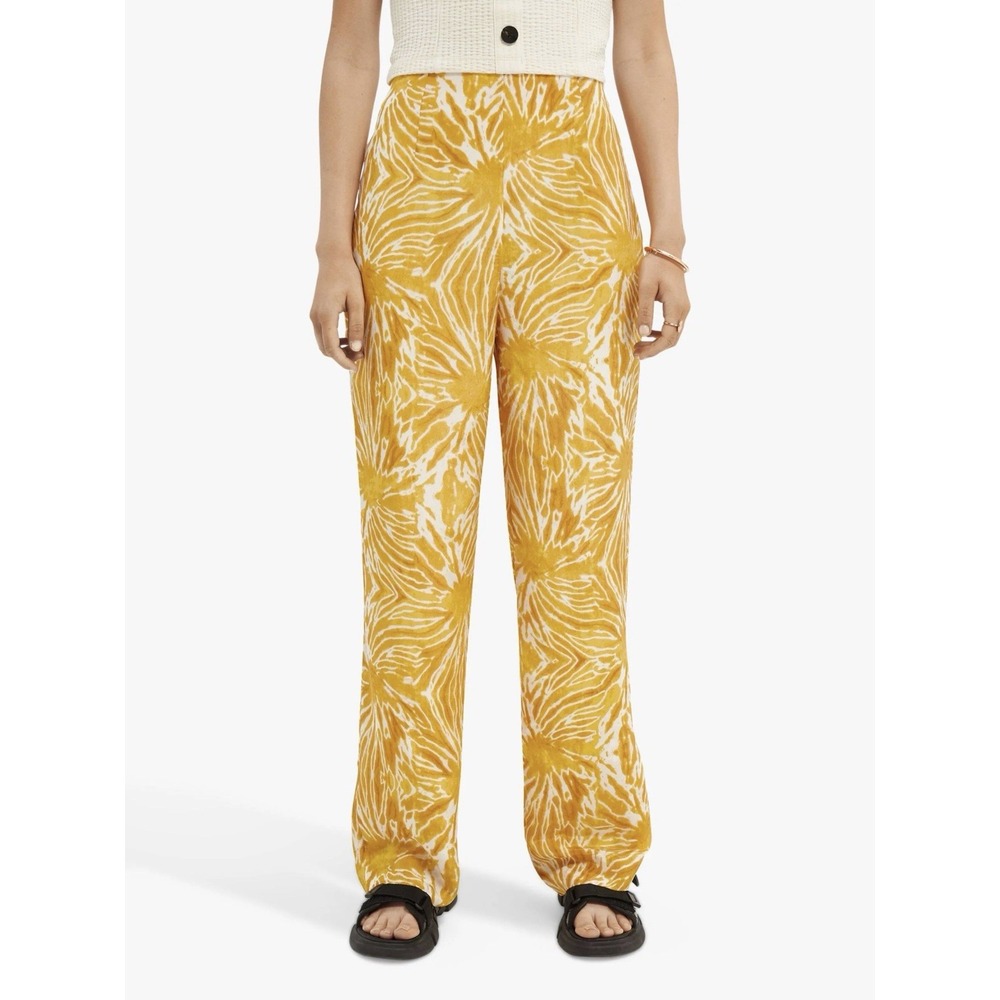 Scotch & Soda Viscose Tie Dye Wide Leg Trousers Yellow Women's S Boho Dopamine - Picture 1 of 15